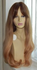 Taylor Wig - Long Wavy Ombre Strawberry Blonde Blended Hair with Fringe 24" long