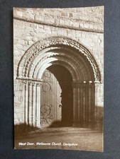 West Door, Melbourne Church Derbyshire Real Photo Vintage Postcard T7
