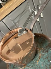 Antique Allez Freres Paris Copper PotWith Lid#20 Tin Lined Cast Iron Handle