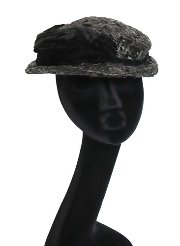 Vintage 1960s boater - boater, black
