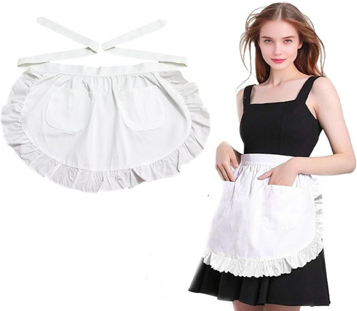 Half white apron black - half, apron,black
