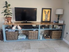 Rustic Open Dresser with weathered pine top 2.8m wide and 56cm deep