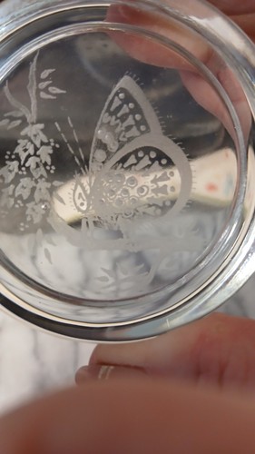 Vintage etched clear glass - etched,