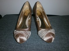 Preowned, DEBUT by Debenhams, Light Gold, Satin Style, Stilleto, Shoes - 6 UK