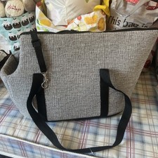 Large Grey Fabric Cat Dog Pet Carrier Bag Portable Soft