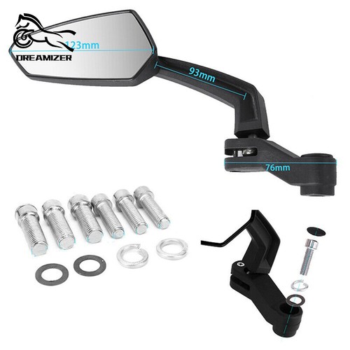 Angled black motorcycle mirror - angled,