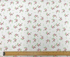 White Floral PolyCotton Fabric