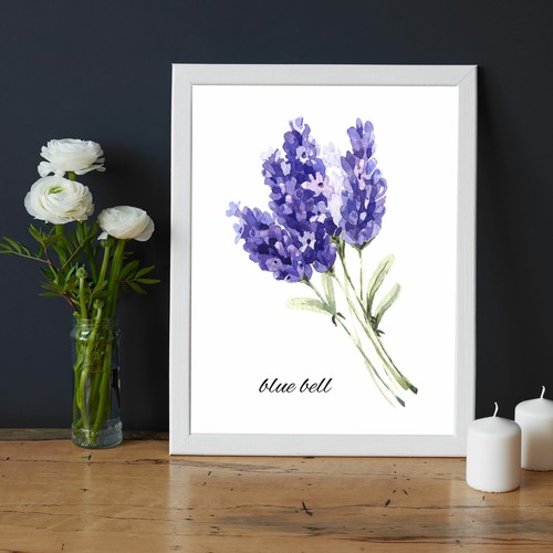 Blue bell flower printed - blue,