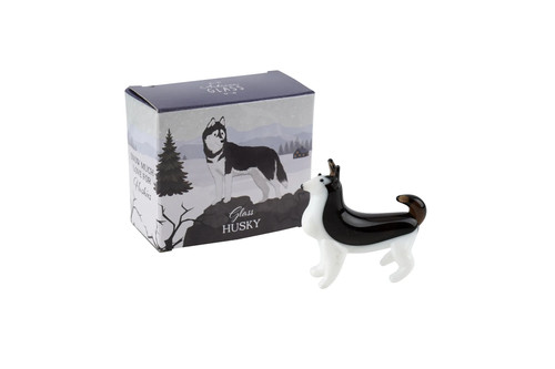 Artisan glass husky ornament - husky,