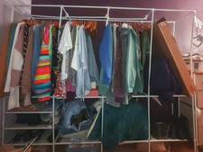 4 tier white metal Wardrobe Rail Large capacity. Free standing. See description.