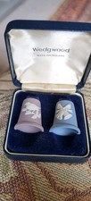 Wedgwood Lilac  & Blue  Jasperware CHRISTMAS Birds Bells Thimbles Boxed