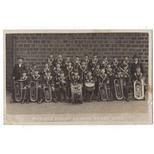 MARSDEN Senior School Brass Band c1920, Bandmaster Eastwood on Left, RP Postcard