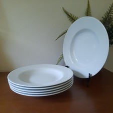 6 x IKEA 365+ Susan Pryke White Bowls with Wide Rims Pasta Soup Salad 25.5cm 10"