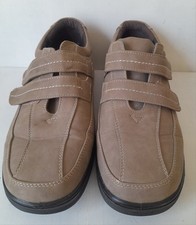 Cushion Flex Mens UK Size 7 Shoes Hook And Loop Fastening Taupe Beige