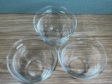 Trio Of Thin Round Clear Glass Serving Snack Pudding Bowls  6.5 x 10cm Jelly
