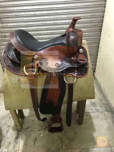 Western leather saddle barrel - western,