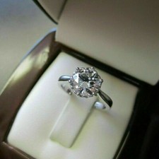 2.75Ct Round Cut Diamond Solitaire Engagement Ring 14k White Gold Over Size J-T