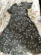 CC Country Casuals Fit Flare Cool 100% Cotton L UK14- 16 Short Sleeve Grey White