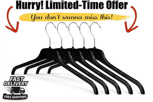 45cm plastic black hangers - black,