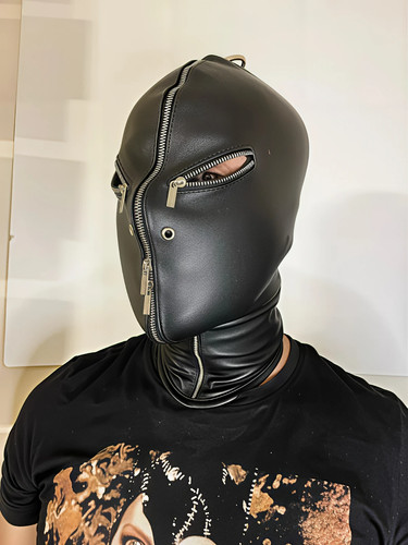 Genuine leather black hood - leather,