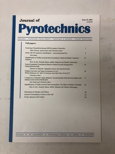 Journal pyrotechnics issue - pyrotechnics,