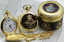 PERSONALISED RAF Pocket Watch Luxury Metal Case Engraved Royal Air Force Crest