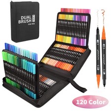 Fine Art Dual Tip Brush Pens Drawing Set Watercolour Markers 24/60/120 Colours
