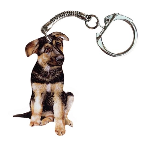 German shepherd puppy keyring - german,