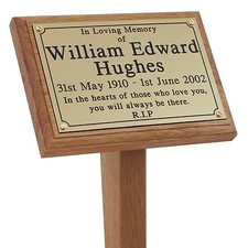 18" Wooden Grave Marker Cremation Engraved Memorial Plaque Wood Ground Stake pet