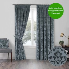 Home Curtains Taylor Velour Interlined Thermal Pencil Pleat Curtains - Grey (C1)