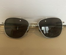 American Optical AO Original Pilot Sunglasses 55mm Silver/Gray Lens