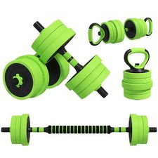 SPORTNOW Weight Dumbbells Set, Barbell, Kettlebell, Push Up Stand, 20kg Green