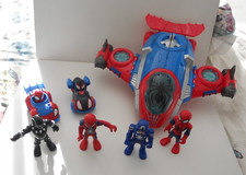 Playschool Heroes Marvel Spiderman Plane Jet Quarters Toy Hasbro, 4 figures, CAR