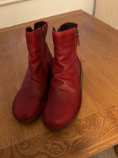 Fly London Red Leather Ankle Boots Size6