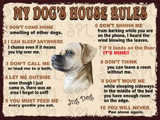 Jug Dog My Dog's House Rules Retro Metal Tin Sign Plaque Gift
