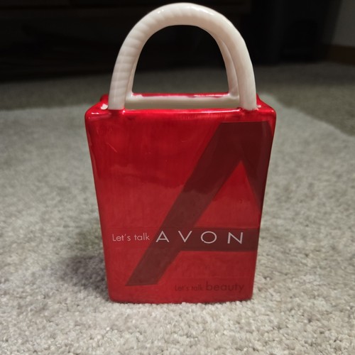 Red ceramic avon tote gift - ceramic,