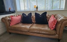 ☆ M&S Real Leather 3 Seater Chesterfield Sofa - Delivery Available ☆