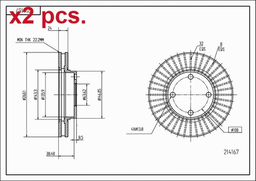 Pcs front brake disc - front, rotos