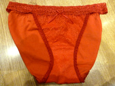SIZE 12~14 RED SHEER LACE FRONT TANGA KNICKERS, PANTIES, BRIEFS Hip up to 45cm