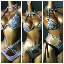 Rhinestone Bling Stones Swimsuit Crystal Diamond Bikini Set Sexy Women Swimwear