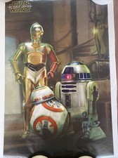 Star Wars Poster The Force Awakens Droids C-3PO R2DU drawing Sketch Style 2015
