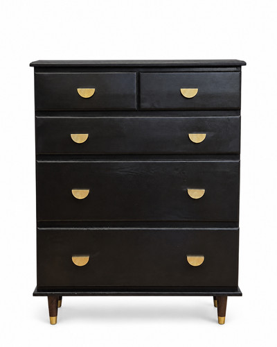 Black tallboy chest drawers - black, of