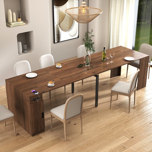 Wood extendable dining table - wood,