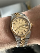 Rolex Datejust Champagne Men's Logo Jubilee Dial 36mm Two Tone Watch - 16233