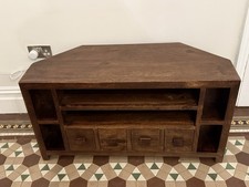Mango wood corner TV stand