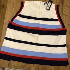 NEW M&S white navy blue red