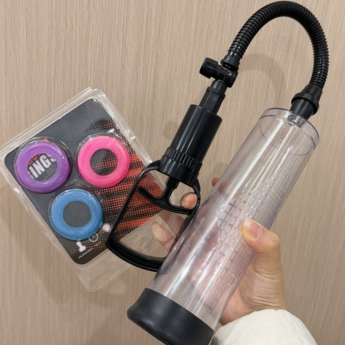 Vacuum penis pump with rings - penis,