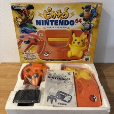 【NEW】Nintendo 64 Pikachu Edition Console two orange controllers Yellow...