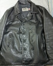 Schott black leather peacoat size 50 in good condition