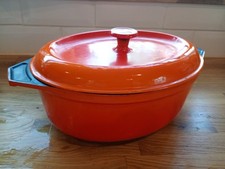 Vintage Jacques Pavel Volcanic Orange enamel cast iron casserole Pot